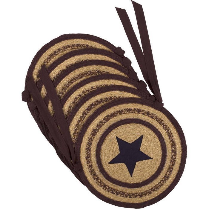 Potomac Applique Star Braided Chair Pad 15" - Set of 6 - Primitive Star Quilt Shop