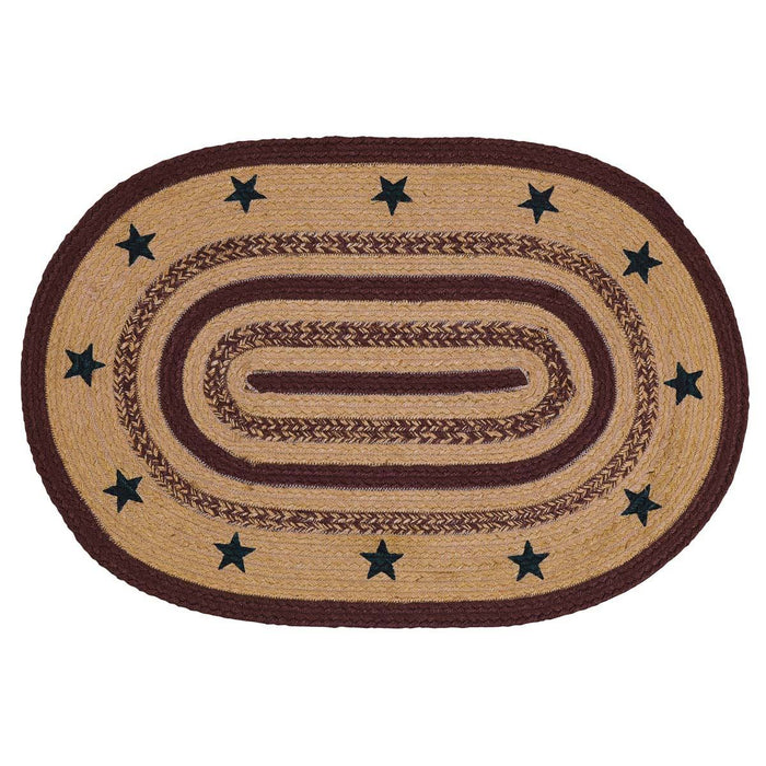 Potomac Stencil Star Oval Braided Rug 20x30" - Primitive Star Quilt Shop