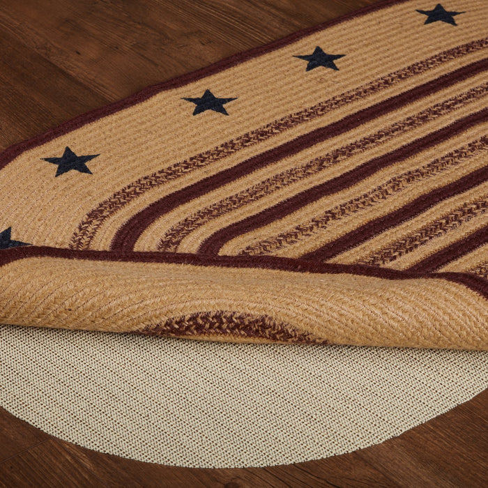 Potomac Stencil Star Oval Braided Rug 27x48" - Primitive Star Quilt Shop