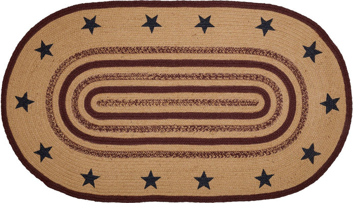 Potomac Stencil Star Oval Braided Rug 27x48" - Primitive Star Quilt Shop