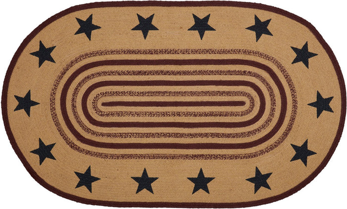 Potomac Stencil Star Oval Braided Rug 36x60" - Primitive Star Quilt Shop