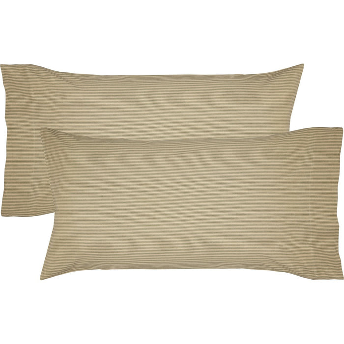 Prairie Winds Green Stripe King Pillow Case - Set of 2 - Primitive Star Quilt Shop