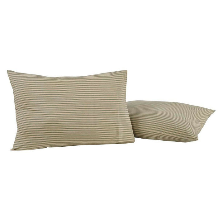 Prairie Winds Green Stripe Standard Pillow Case - Set of 2 - Primitive Star Quilt Shop
