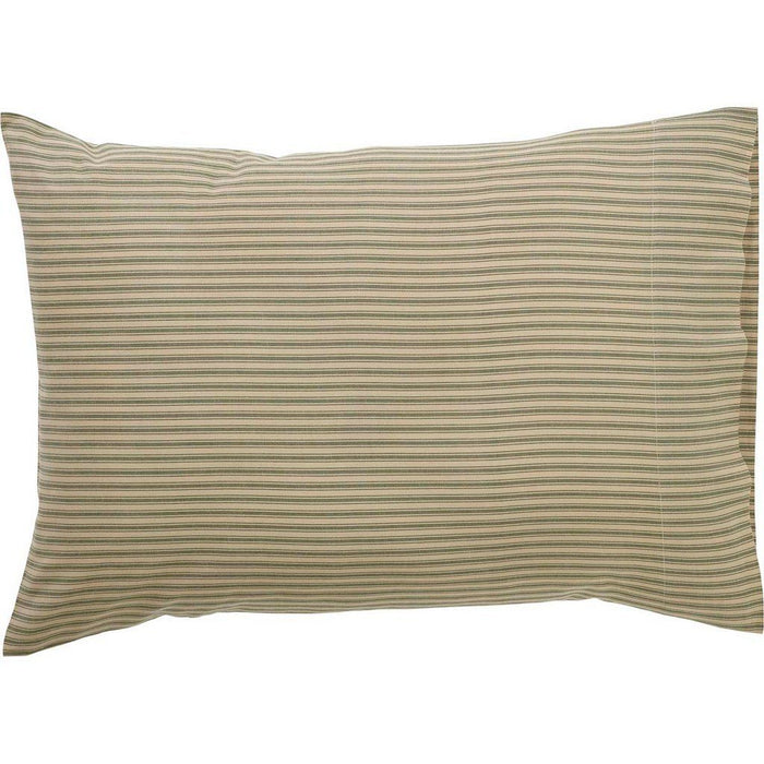 Prairie Winds Green Stripe Standard Pillow Case - Set of 2 - Primitive Star Quilt Shop