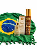 PRÉ VENDA Kit Glow do Brasil- Booster Autobronzeador + Solar Shine Iluminador + Canga do Brasil