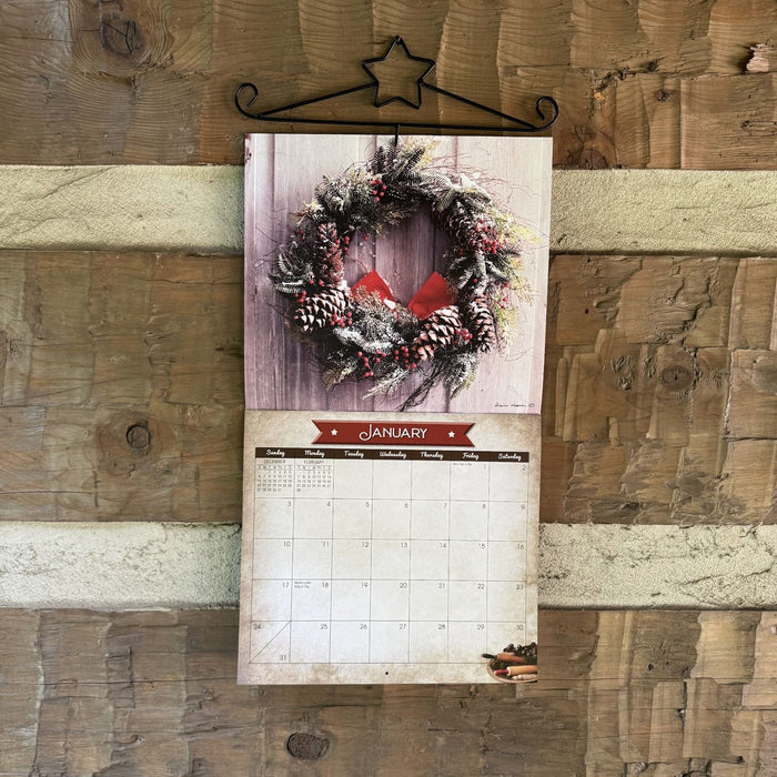 Primitive Country Wall Calendar and Hanger Set - The Simple Life by Irvin Hoover 2027 - Primitive Star Quilt Shop