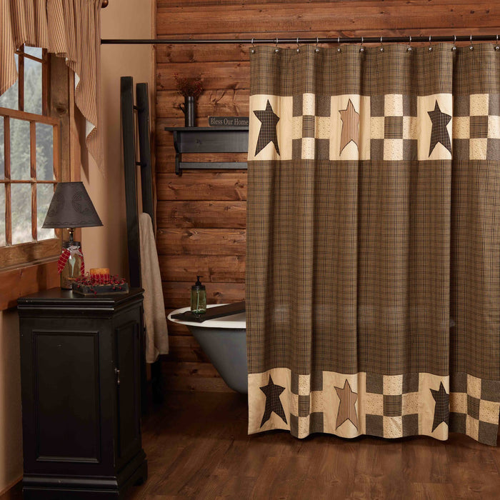 Primitive Star Black Shower Curtain - Primitive Star Quilt Shop