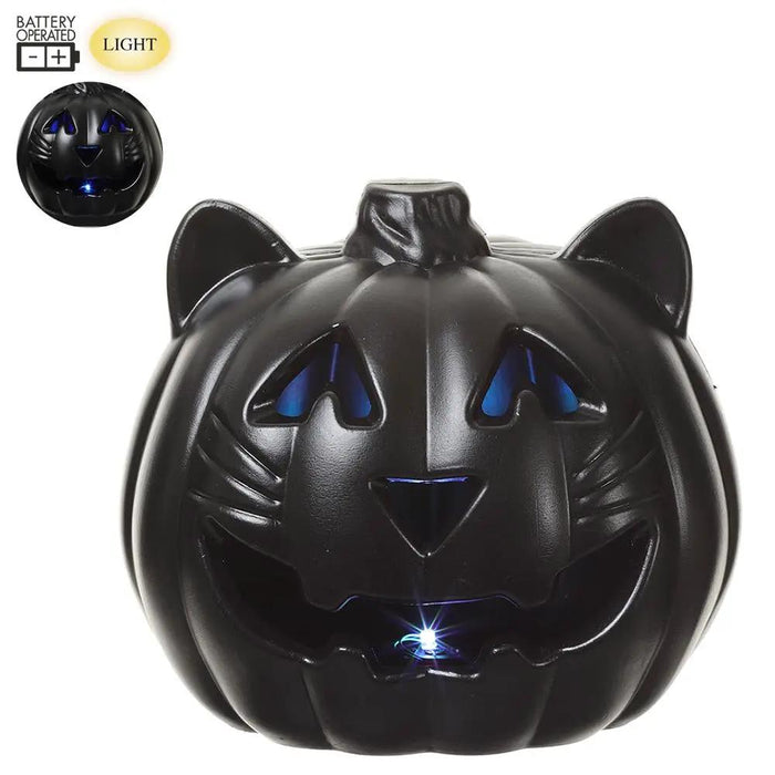 Pumpkin Cat Lamp Black 9"