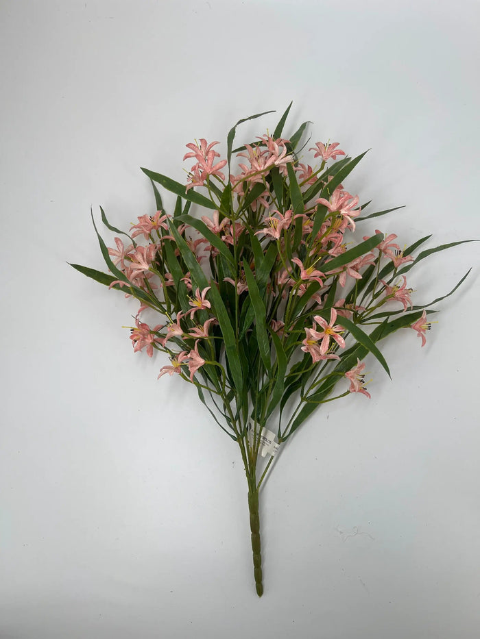Le Fleur Real Touch Mini Lily Bush White-Pink 21" - Artificial Flowering Plants Silk