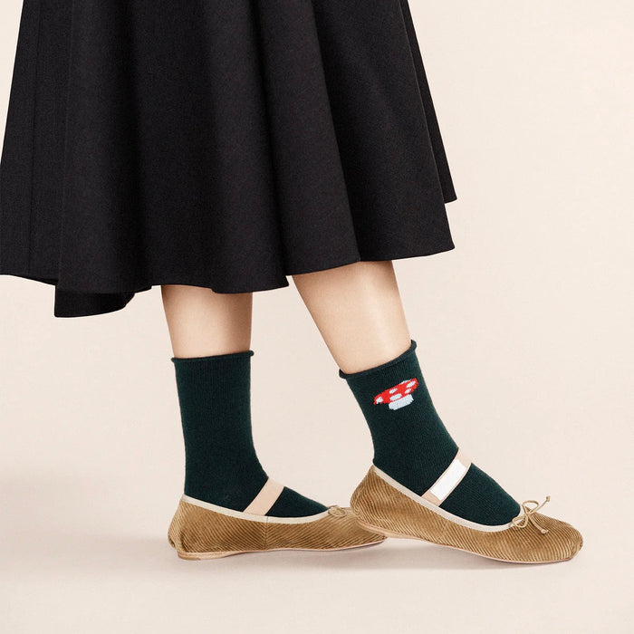 Red Cap Mushroom Cashmere Socks