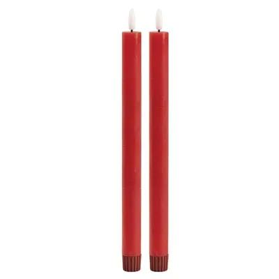 Red FIA Wick Wax/Plastic Taper Candle (Set of 2) 11”H
