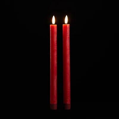 Red FIA Wick Wax/Plastic Taper Candle (Set of 2) 11”H
