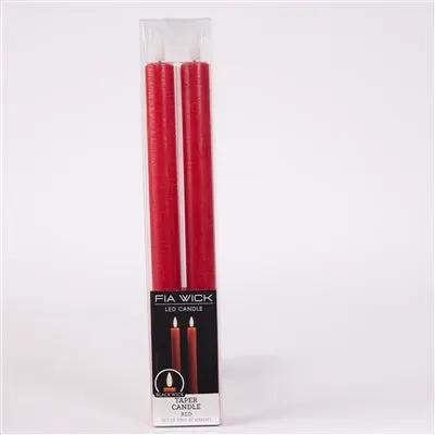 Red FIA Wick Wax/Plastic Taper Candle (Set of 2) 11”H