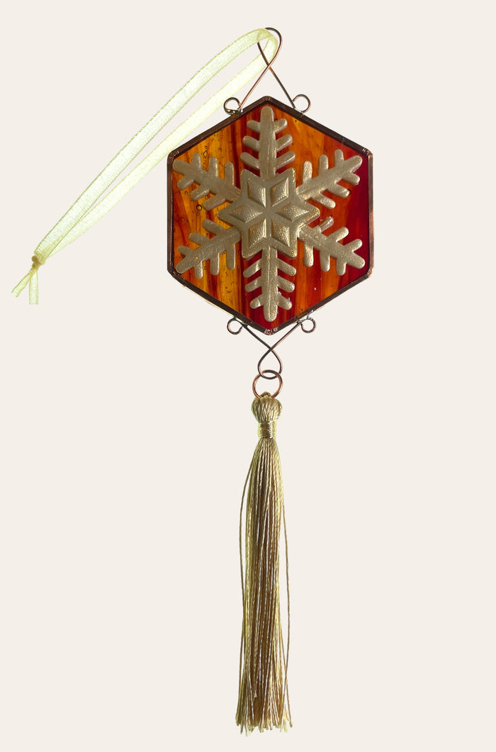 Red Glass Snowflake Ornament