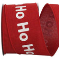 Red "Ho Ho Ho" Linen Wired Ribbon 2.5"W x 10yd