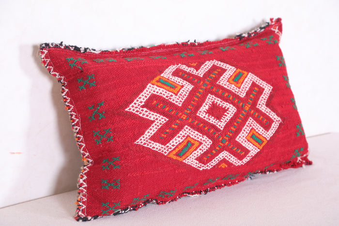 Red Moroccan Kilim Pillow 14.9 INCHES X 24 INCHES - kilim pillow