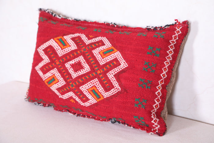 Red Moroccan Kilim Pillow 14.9 INCHES X 24 INCHES - kilim pillow