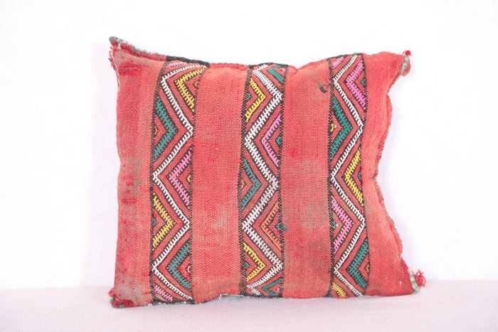 Red Moroccan pillow 14.9 INCHES X 16.5 INCHES - kilim pillow