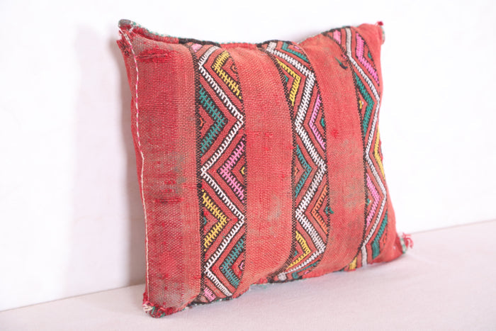Red Moroccan pillow 14.9 INCHES X 16.5 INCHES - kilim pillow