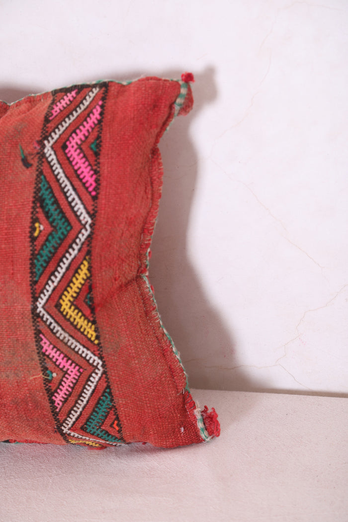 Red Moroccan pillow 14.9 INCHES X 16.5 INCHES - kilim pillow