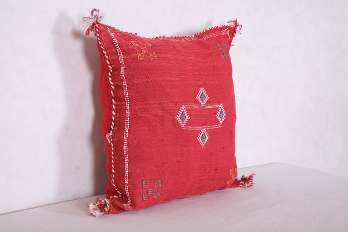 Red Moroccan pillow 16.9 INCHES X 18.1 INCHES - kilim pillow