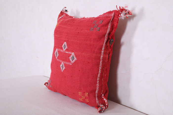 Red Moroccan pillow 16.9 INCHES X 18.1 INCHES - kilim pillow
