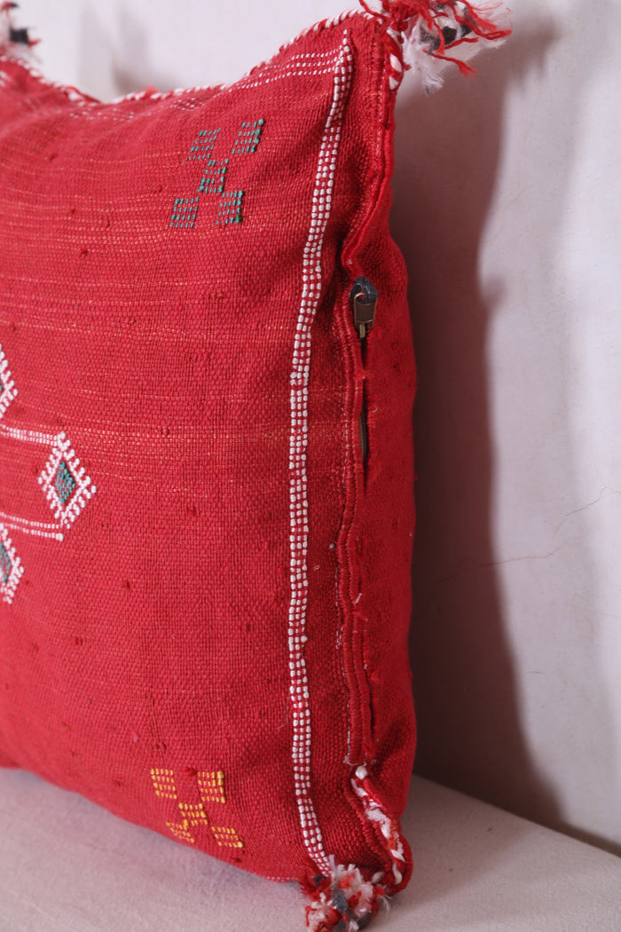 Red Moroccan pillow 16.9 INCHES X 18.1 INCHES - kilim pillow
