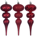 Vickerman Red Swirl Finial Ornament 6/Asst 8" - Holiday Ornaments Merchandise