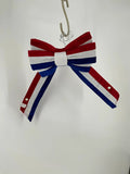 Direct Export Red, White, and Blue 4th of July Velvet Stripe Bow 20"X10" - Uncategorized Silk