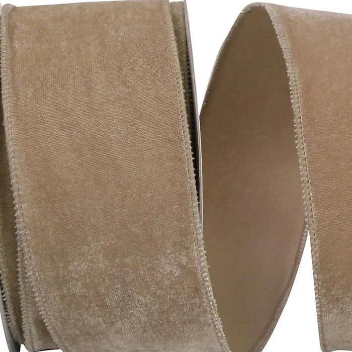 Regal Taupe Velvet Wired Edge Ribbon  2.5"W x 10yd