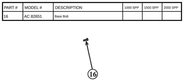 Replacement Part AC 82651 - Base Bolt