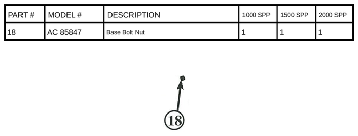 Replacement Part AC 85847 - Base Bolt Nut