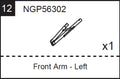Replacement Part NGP56302 Front Arm - Left