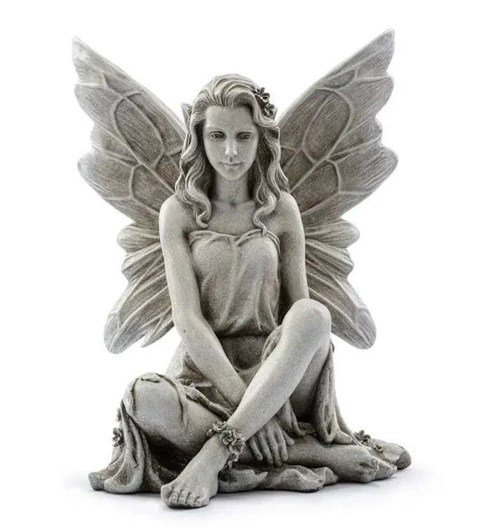 Resin Garden Sitting Fairy 13.25"H