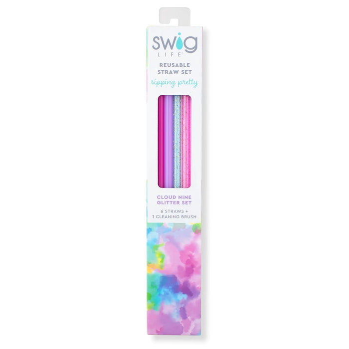 Swig Reusable Straw Set- Cloud Nine Glitter - Drinkware Merchandise