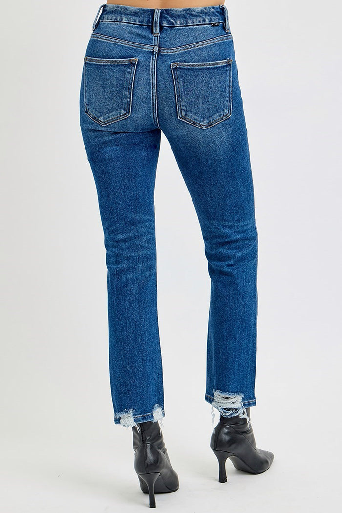 Risen High Rise Crop Straight Jeans