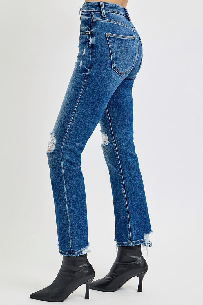 Risen High Rise Crop Straight Jeans