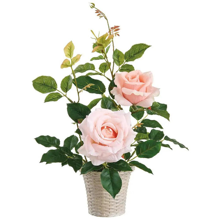 Allstate Rose Plant in Plastic Pot Pink 15.5" - Artificial Flowering Plants Silk