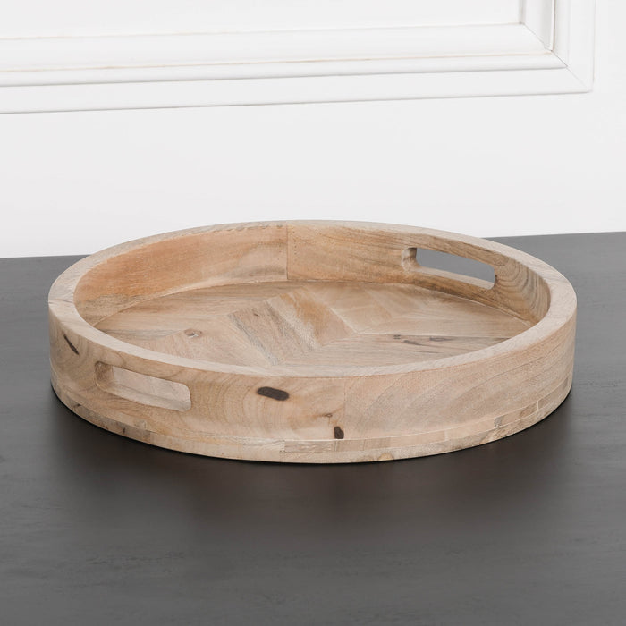Round 40cm Wooden Tray - Modern Home Interiors