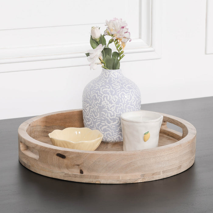 Round 40cm Wooden Tray - Modern Home Interiors