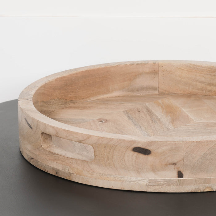 Round 40cm Wooden Tray - Modern Home Interiors