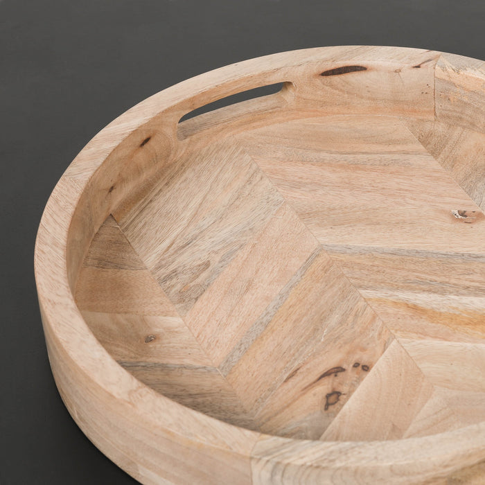 Round 40cm Wooden Tray - Modern Home Interiors