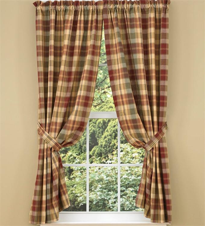Saffron Unlined Short Panel Curtains 63" - Primitive Star Quilt Shop