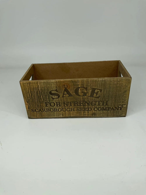 Gerson "Sage" Nesting Wood Engraved Planter Sm 10"L - Uncategorized Merchandise