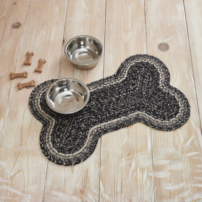 Sawyer Mill Black Indoor/Outdoor Medium Bone Braided Rug 15x23" - Primitive Star Quilt Shop