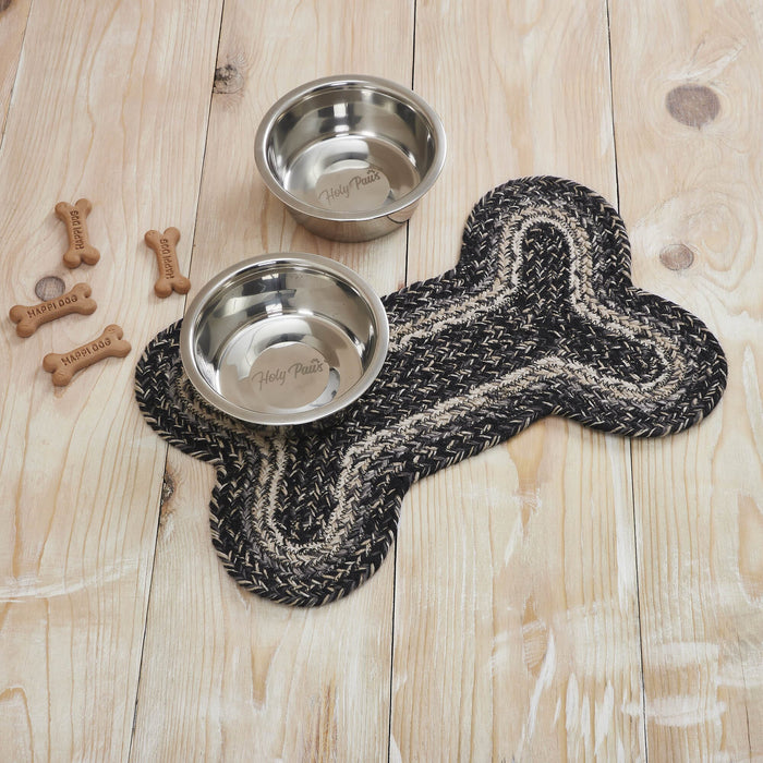 Sawyer Mill Black Indoor/Outdoor Small Bone Braided Rug 11.5x17.5" - Primitive Star Quilt Shop