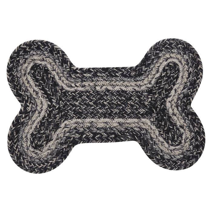 Sawyer Mill Black Indoor/Outdoor Small Bone Braided Rug 11.5x17.5" - Primitive Star Quilt Shop