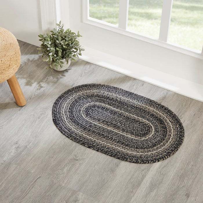 Sawyer Mill Black Oval Braided Rug 20x30" - Primitive Star Quilt Shop