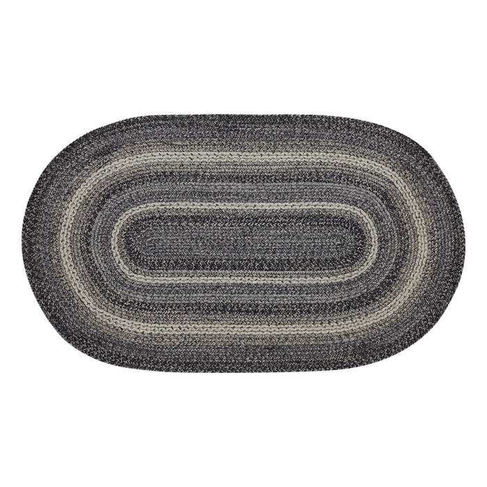Sawyer Mill Black Oval Braided Rug 36x60" - with Pad - Primitive Star Quilt Shop