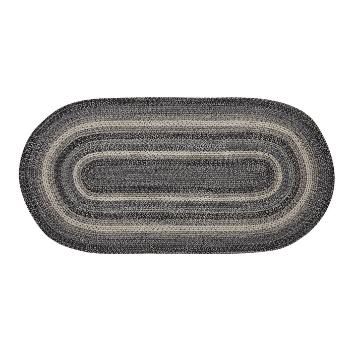 Sawyer Mill Black Oval Braided Rug 36x72" - with Pad - Primitive Star Quilt Shop